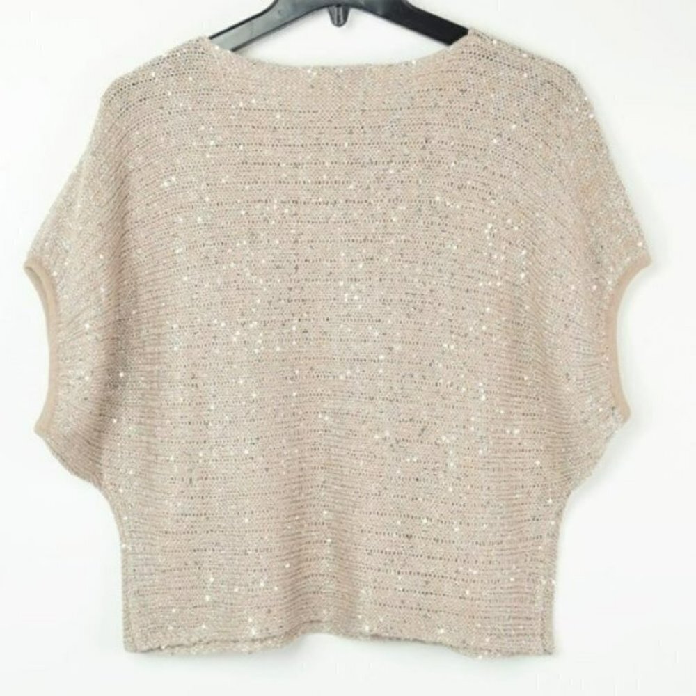 NWT Gorgeous WDNY Metallic Shimmer Sequin Dolman Sleeve Top Sweater - Picture 5 of 5
